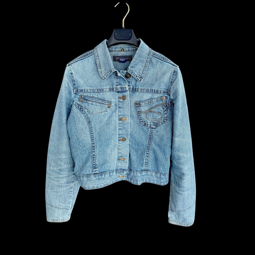 Baccini Y2K Baby Doll Denim Jacket Small Blue Cotton‎ Blend Y2K Western Style